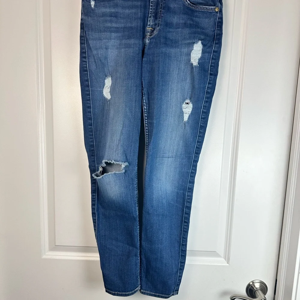 7 For All Mankind Ankle Skinny Distressed Jeans Women’s 28 Medium Wash - Picture 5 of 8